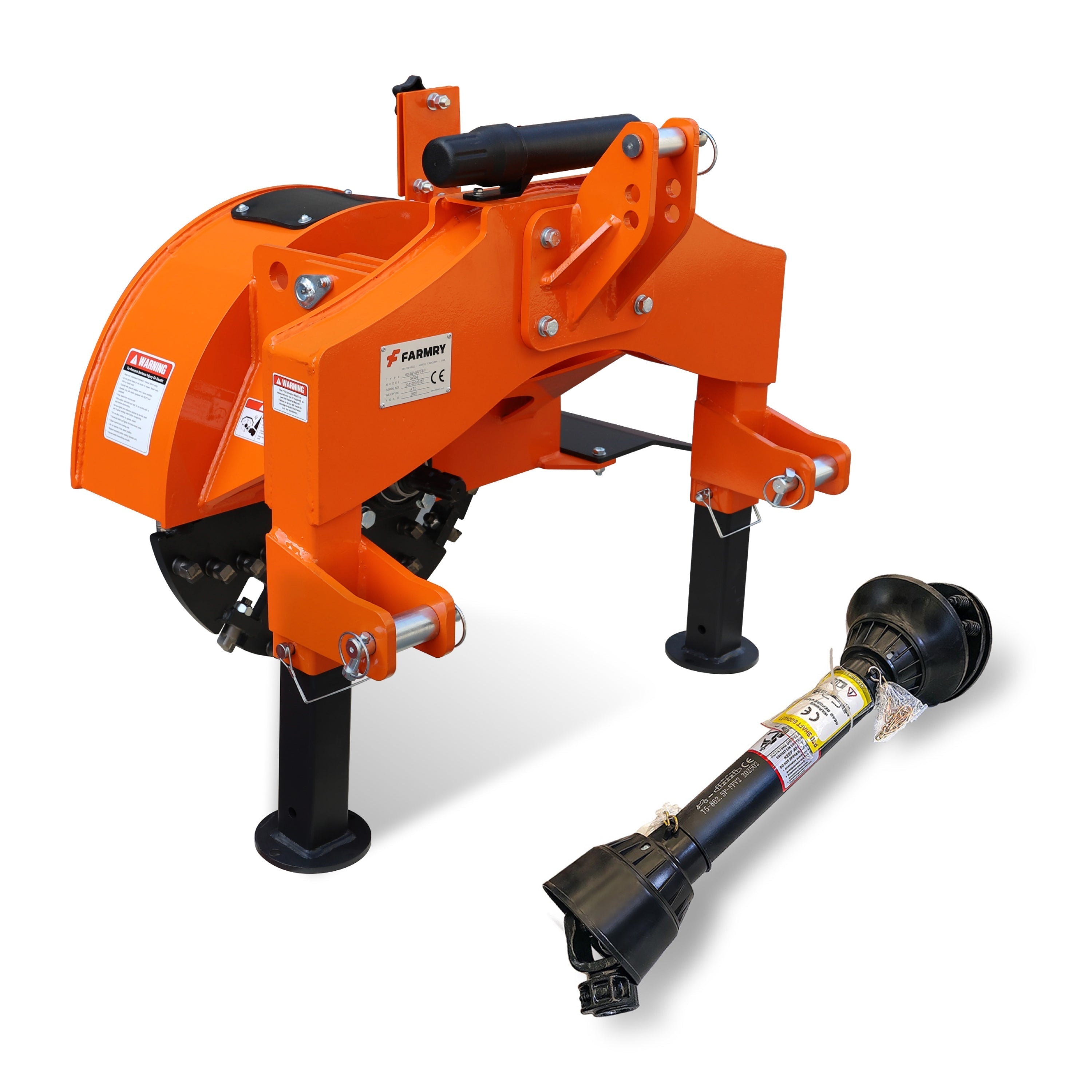 Farmry Category 1, 3-Point PTO Stump Grinder Works Great, 34 Carbide Teeth, for 15-45 HP Tractors (Slip Clutch & PTO Shaft Included), SG24 Stump Grinder