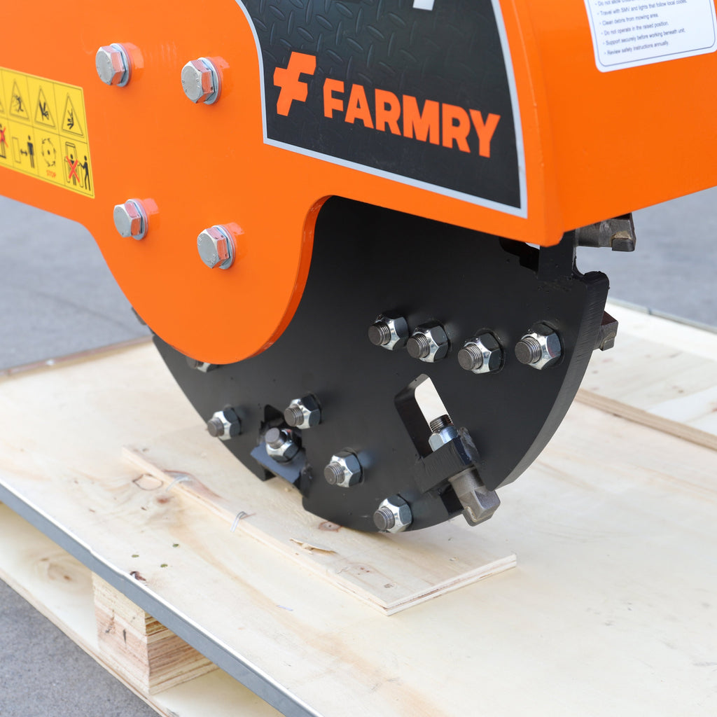 Farmry Category 1, 3-Point PTO Stump Grinder Works Great, 34 Carbide Teeth, for 15-45 HP Tractors (Slip Clutch & PTO Shaft Included), SG24 Stump Grinder
