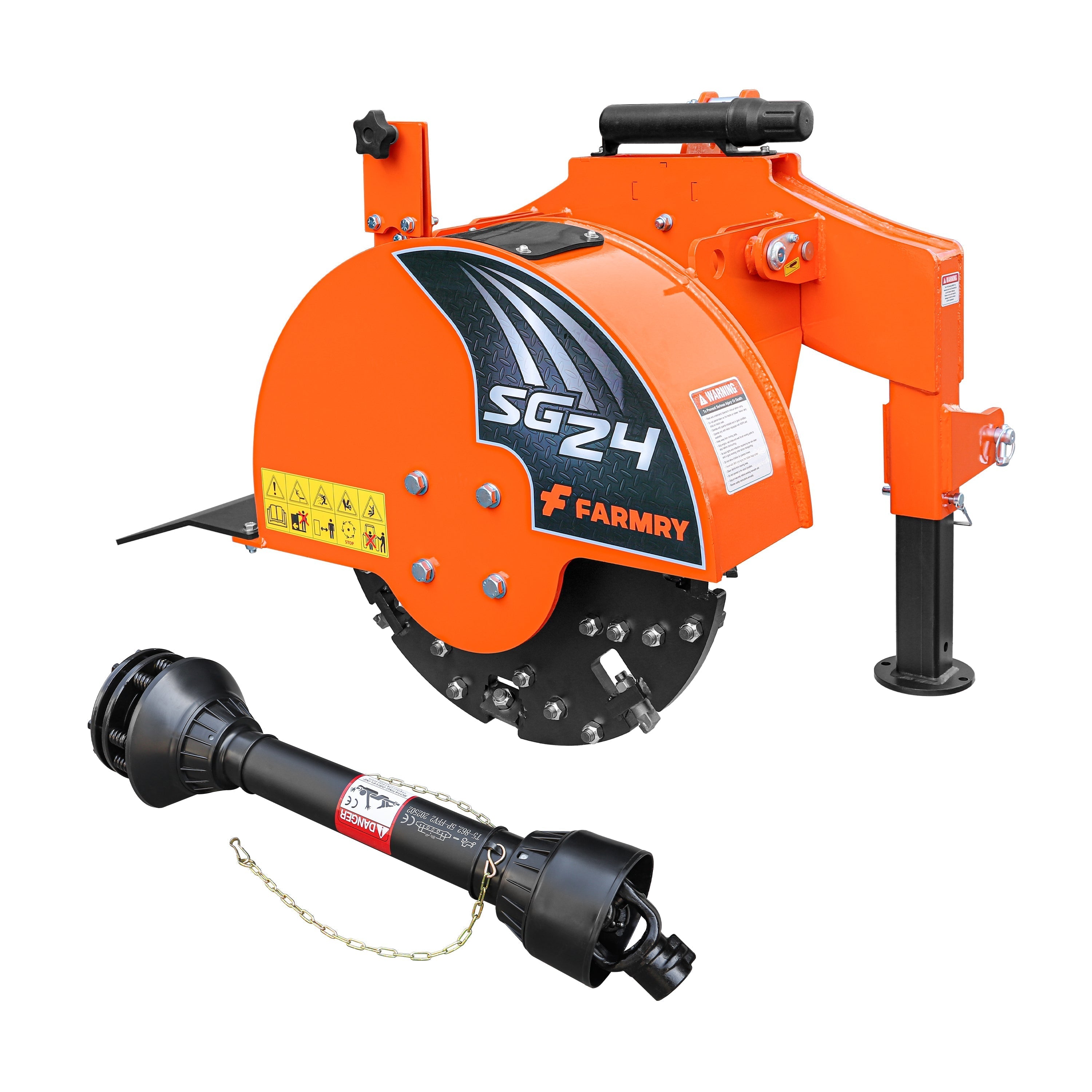 Farmry Category 1, 3-Point PTO Stump Grinder Works Great, 34 Carbide Teeth, for 15-45 HP Tractors (Slip Clutch & PTO Shaft Included), SG24 Stump Grinder